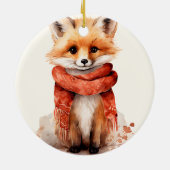 Cute Fox Pup in a Red Scarf Keramisch Ornament (Achterkant)