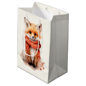 Cute Fox Pup in a Red Scarf Medium Cadeauzakje (Achterkant Gekanteld)