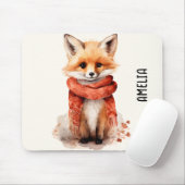 Cute Fox Pup in a Red Scarf Muismat (Met muis)