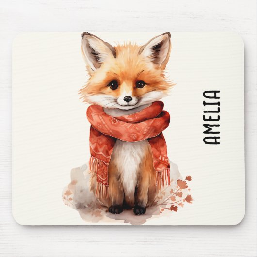 Cute Fox Pup in a Red Scarf Muismat (Voorkant)