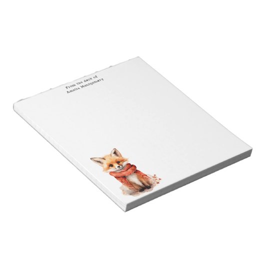Cute Fox Pup in a Red Scarf Notitieblok (Schuin)