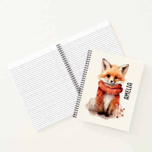 Cute Fox Pup in a Red Scarf Notitieboek (Binnen)