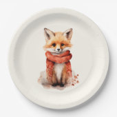 Cute Fox Pup in a Red Scarf Papieren Bordje (Voorkant)