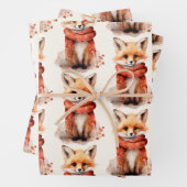 Cute Fox Pup in a Red Scarf Pattern Inpakpapier Vel (In situ)