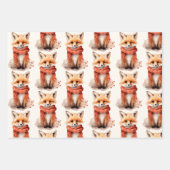 Cute Fox Pup in a Red Scarf Pattern Inpakpapier Vel (Voorkant)