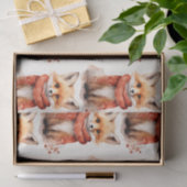 Cute Fox Pup in a Red Scarf Pattern Tissuepapier (Geschenk)