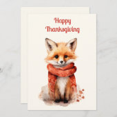 Cute Fox Pup in a Red Scarf Thanksgiving Feestdagenkaart (Voorkant / Achterkant)