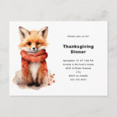 Cute Fox Pup in a Red Scarf Thanksgiving Uitnodiging Briefkaart (Voorkant)