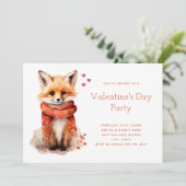 Cute Fox Pup in a Red Scarf Valentine's Day Kaart (Staand voorkant)