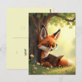 Cute fox reading a book, custom  briefkaart (Voorkant / Achterkant)