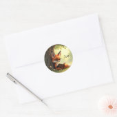 Cute fox reading a book, custom  ronde sticker (Envelop)