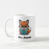 Cute Fox Reading Book Illustration Koffiemok (Links)