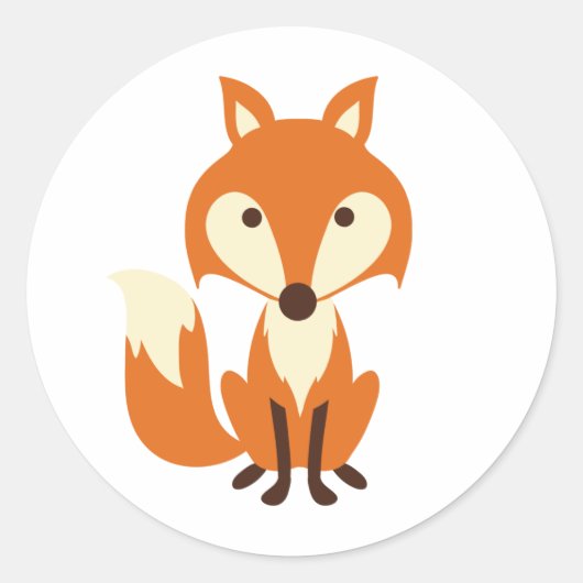 Cute Fox Ronde Sticker (Voorkant)