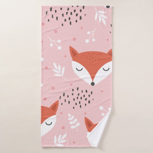 Cute fox seamless pattern, wolf hand drawn forest  badhanddoek (Badhanddoek)