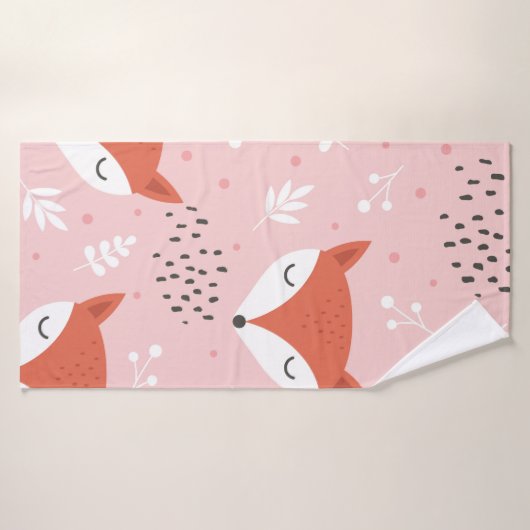Cute fox seamless pattern, wolf hand drawn forest badhanddoek (Badhanddoek)