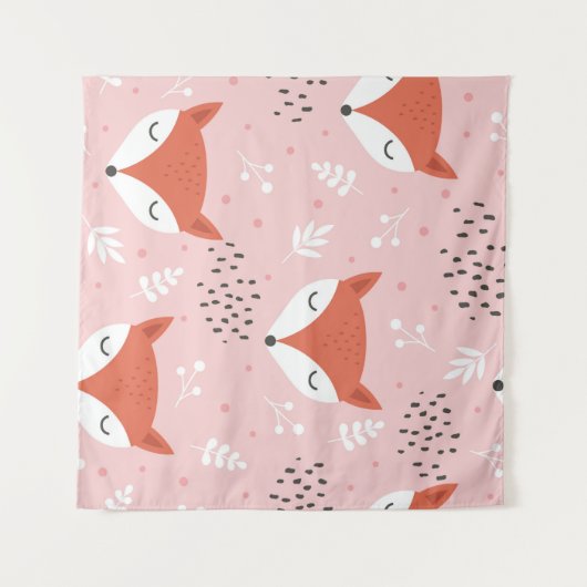 Cute fox seamless pattern, wolf hand drawn forest wandkleed (Voorkant (horizontaal))