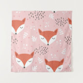 Cute fox seamless pattern, wolf hand drawn forest wandkleed (Voorkant)