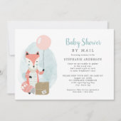 Cute Fox Shipping Box Girl Baby shower per post Kaart (Voorkant)