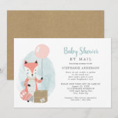Cute Fox Shipping Box Girl Baby shower per post Kaart (Voorkant / Achterkant)
