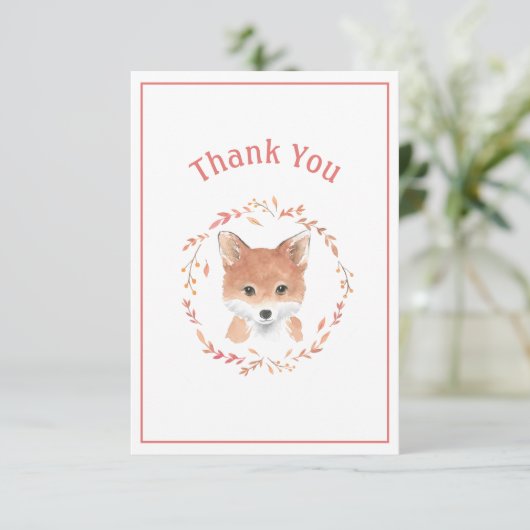 Cute Fox Simple Bedankt-kaart Bedankkaart (Staand voorkant)