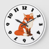 Cute Fox Sitting Clock Grote Klok (Voorkant)