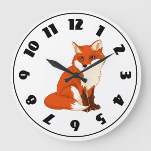 Cute Fox Sitting Clock Grote Klok