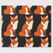 Cute Fox Sitting Glossy Wrapping Paper Cadeaupapier (Vlak)