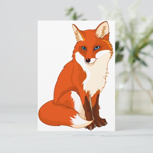 Cute Fox Sitting Invitations Kaart (Staand voorkant)