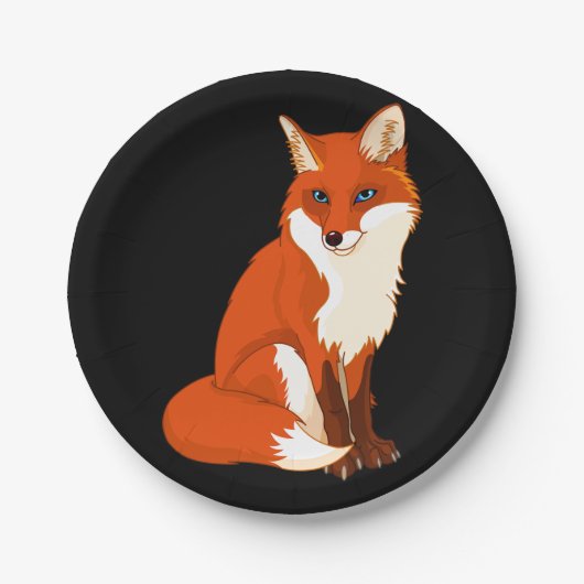 Cute Fox Sitting Paper Borden Papieren Bordje (Voorkant)