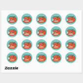 Cute fox-slaapstand voor Baby shower met pekelzak Ronde Sticker (Vel)