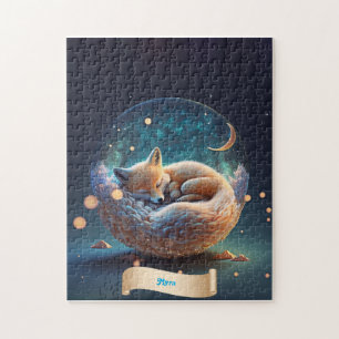 Cute Fox Slaping in Wereldbol van de Galaxy Stars  Legpuzzel
