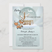 Cute Fox Snow Winter Baby shower Invitation Kaart (Voorkant)