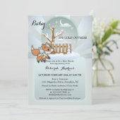 Cute Fox Snow Winter Baby shower Invitation Kaart (Staand voorkant)