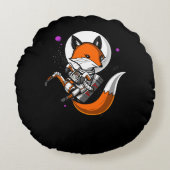 Cute Fox Space Astronaut Animal Rond Kussen (Voorkant)