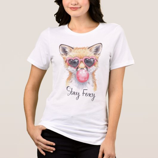 Cute Fox “Stay Foxy” T-Shirt (Voorkant)