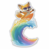 Cute Fox Sticker – Surfboard Wave (Voorkant)