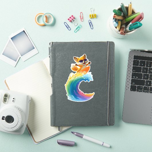 Cute Fox Sticker – Surfboard Wave (iPad Cover)