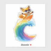 Cute Fox Sticker – Surfboard Wave (Vel)