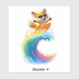 Cute Fox Sticker – Surfboard Wave