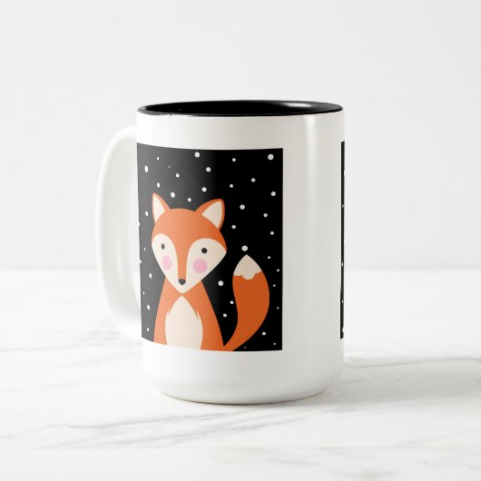 Cute Fox Tweekleurige Koffiemok (Voorkant links)