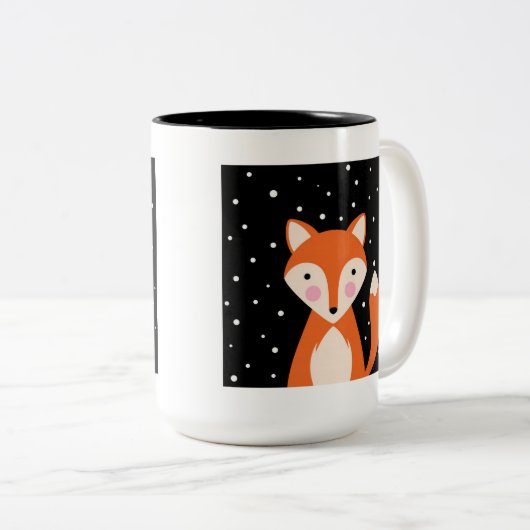 Cute Fox Tweekleurige Koffiemok (Voorkant rechts)