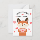 Cute Fox Valentijnsdag Kaart Kind met hart Notitiekaartje (Voorkant)