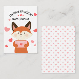Cute Fox Valentijnsdag Kaart Kind met hart Notitiekaartje