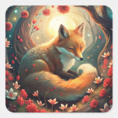 Cute Fox Vierkante Sticker (Voorkant)