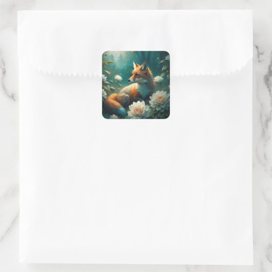 Cute Fox Vierkante Sticker (Tas)