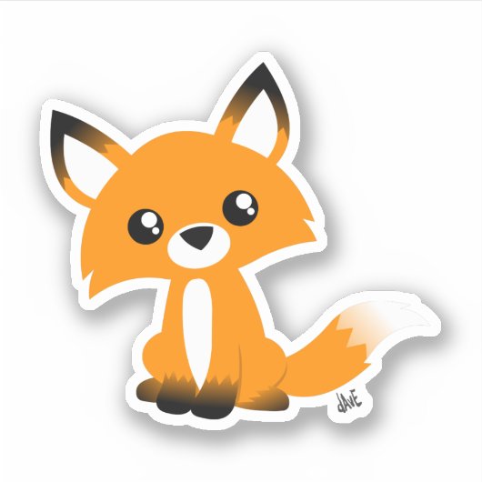 Cute Fox vinyl Stickers met aangepaste snede (Voorkant)