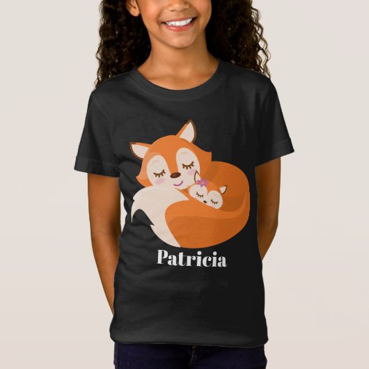 Cute Fox voegt naam t-shirt toe (Voorkant)