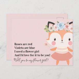 Cute Fox Wedding Bloemenmeisje Voorstel Aankondigingskaart