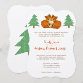 Cute Fox Wedding Invitation Kaart (Voorkant / Achterkant)