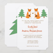 Cute Fox Wedding Invitation Kaart (Voorkant / Achterkant)